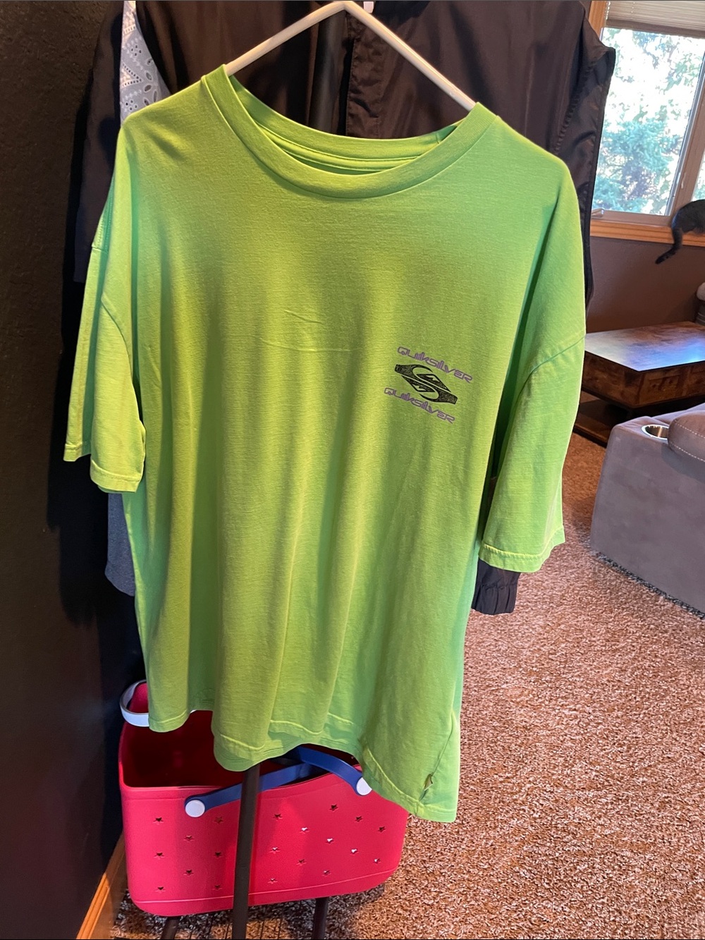 Quiksilver Bright Lime Green Short Sleeve Tee with Logo